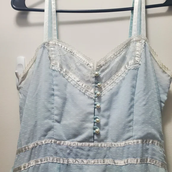 Rare Gunne Sax Size 13 Light Blue Dress with Lace Accents - Picture 1 of 7
